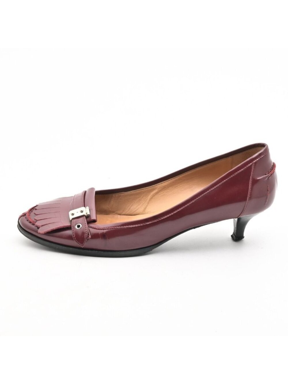 Hermes Pumps Bordeaux Fringe Silver Leather Heel